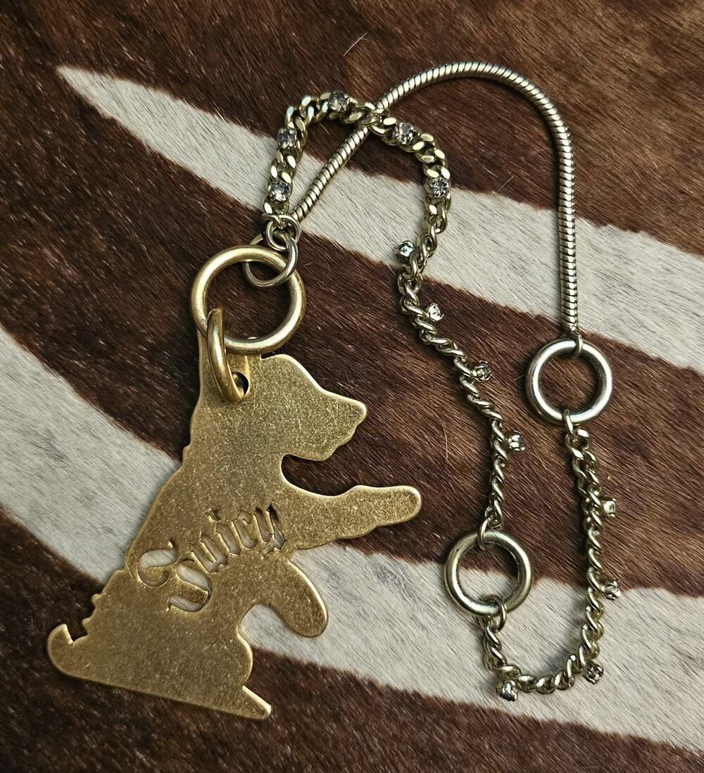 RARE Vintage Y2K Juicy Couture Gold Scottie Purse Charm Snake/Rhinestone Chain